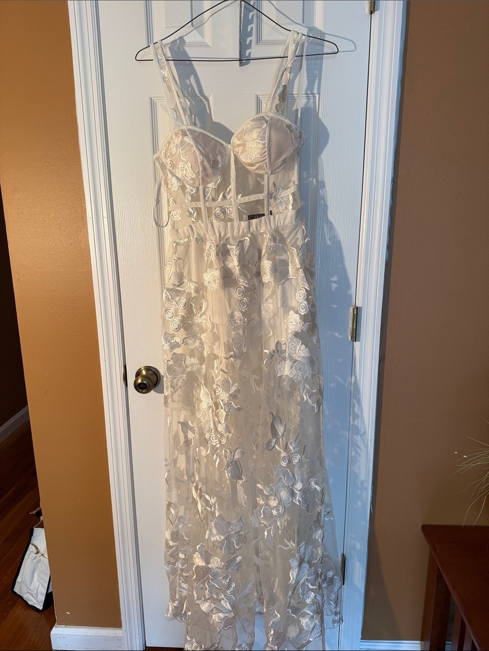 Sheer Embroidered Maxi Dress with shorts